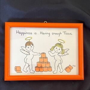 Happiness Is Having Enough Tissue (Toilet Paper) Bathroom Angels Print By TOBY